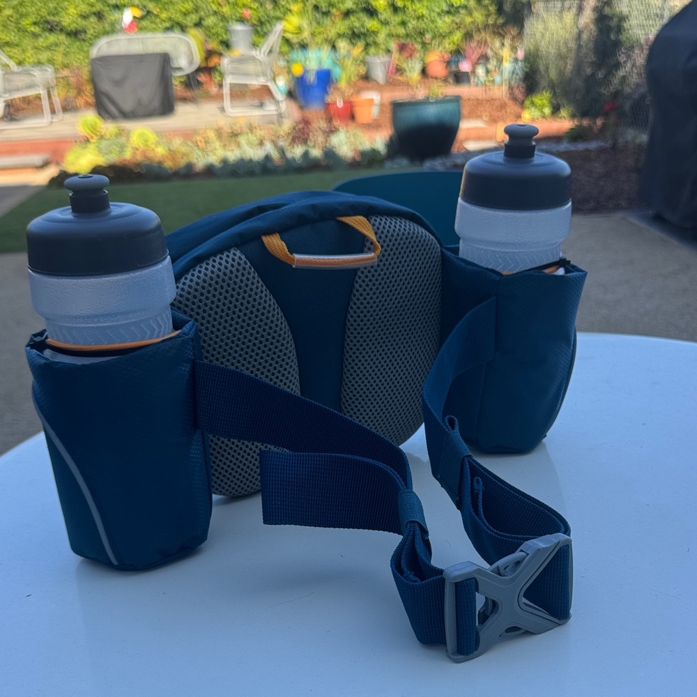 Blue Hydration Belt with Bottles